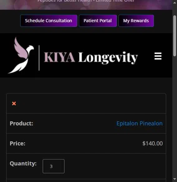 KIYA Longevity checkout page showing KIYA Longevity promo code box | Screenshot taken by SimplyCodes community member on Dec 16, 2025