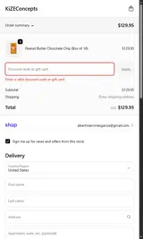 Kize Concepts coupon verification screenshot