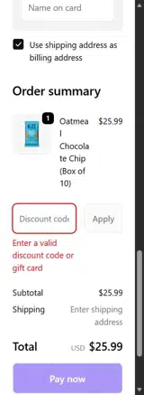 Kize Concepts coupon verification screenshot