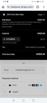 FUTURE30 coupon verification screenshot