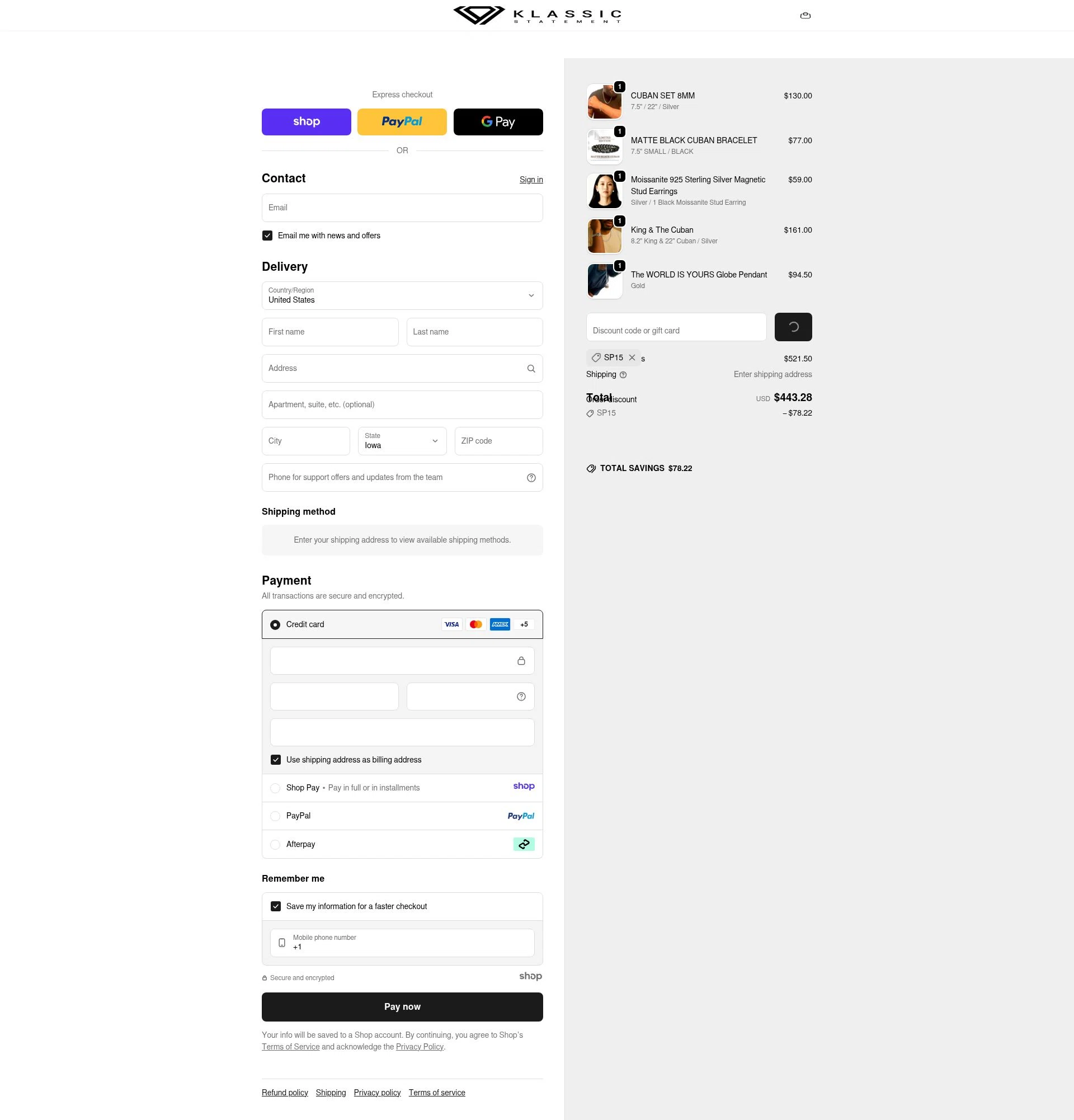 Klassic Statement checkout page showing Klassic Statement promo code box | Screenshot taken by SimplyCodes community member on Jan 1, 2026