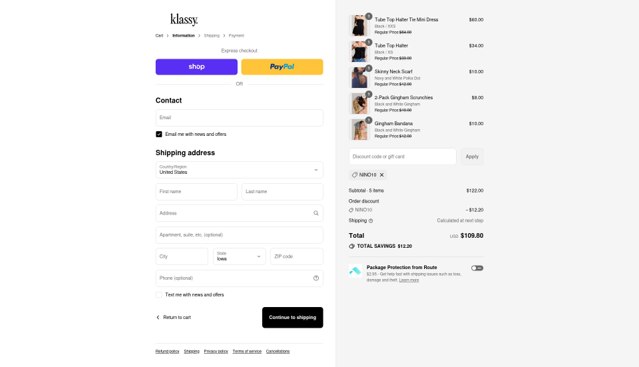 Klassy Network checkout page showing Klassy Network discount code box | Screenshot taken by SimplyCodes community member on Sep 4, 2025