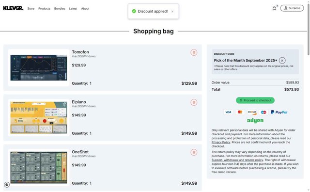 Klevgrand checkout page showing Klevgrand discount code box | Screenshot taken by SimplyCodes community member on Sep 4, 2025