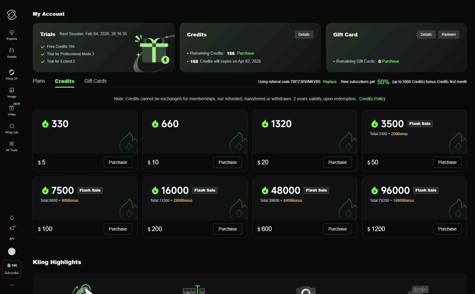 Kling AI checkout page showing Kling AI promo code box | Screenshot taken by SimplyCodes community member on Jan 5, 2026