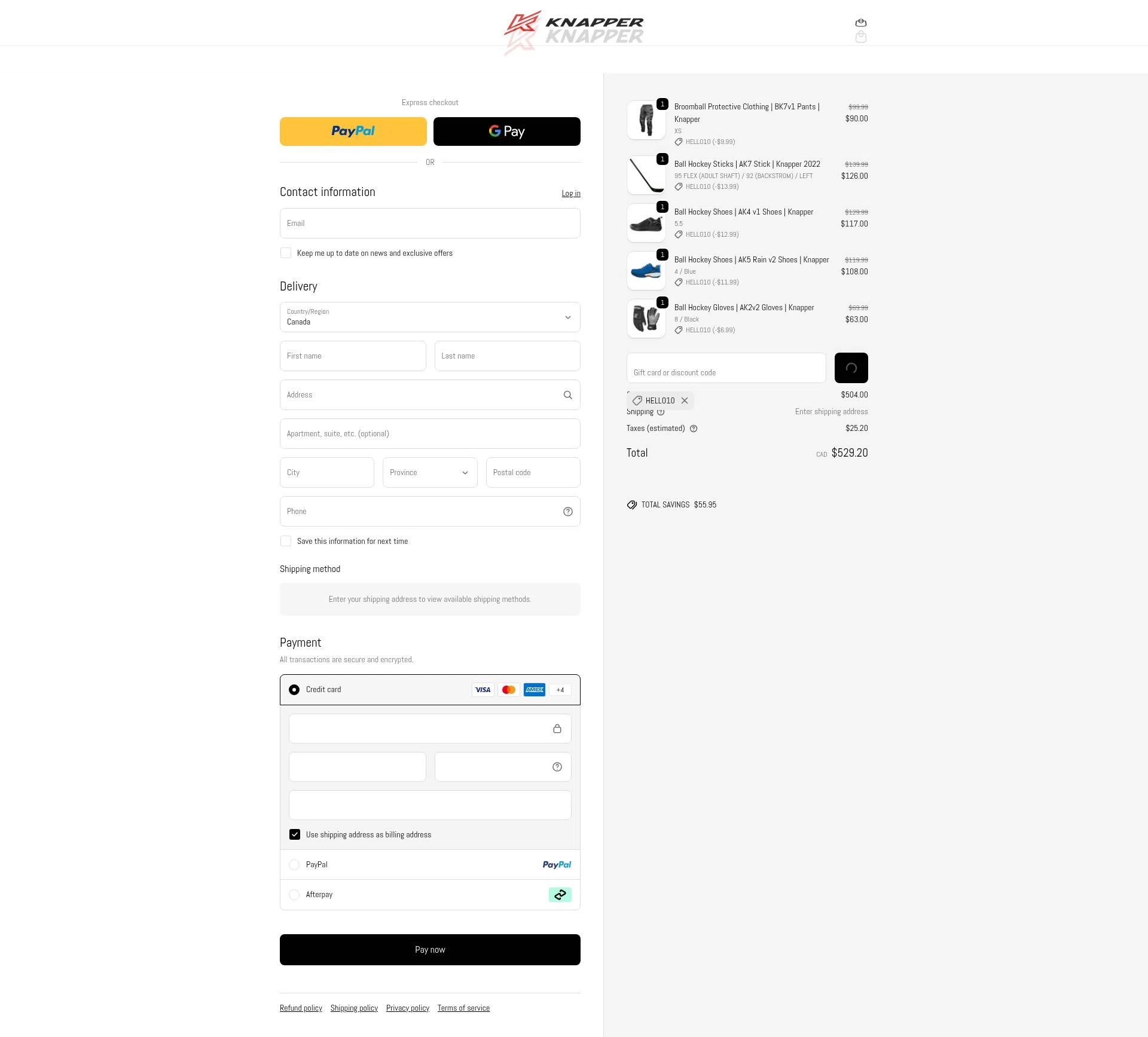 Knapper checkout page showing Knapper discount code box | Screenshot taken by SimplyCodes community member on Feb 18, 2026
