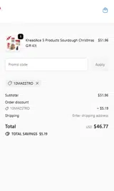 10MAESTRO coupon verification screenshot