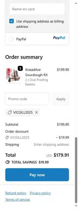 VICGILL2025 coupon verification screenshot