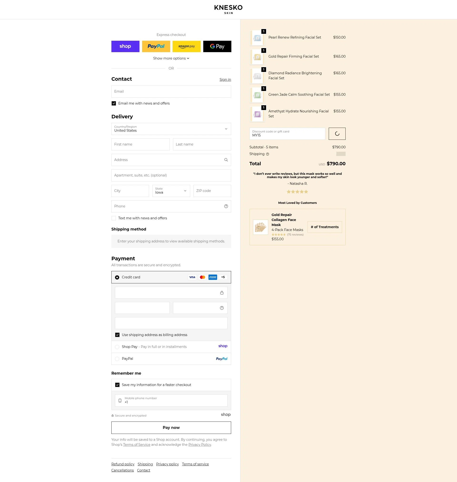 Knesko Skin checkout page showing Knesko Skin promo code box | Screenshot taken by SimplyCodes community member on Dec 29, 2025