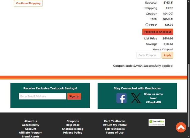 Knetbooks checkout page showing Knetbooks promo code box | Screenshot taken by SimplyCodes community member on Aug 22, 2025