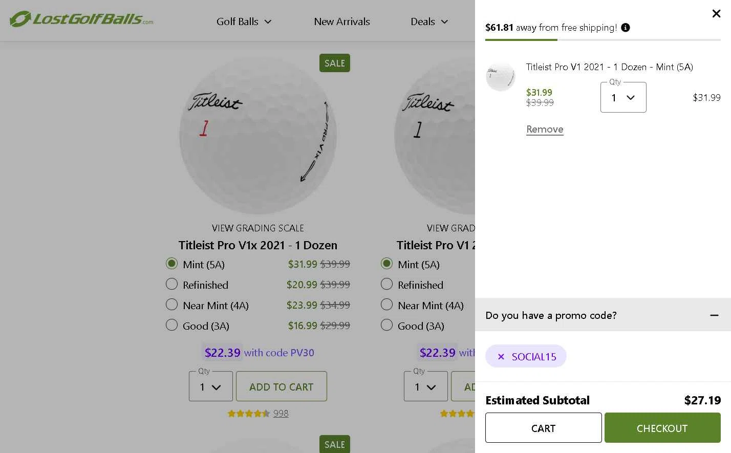 LostGolfBalls.com checkout page showing LostGolfBalls.com promo code box | Screenshot taken by SimplyCodes community member on Feb 5, 2026