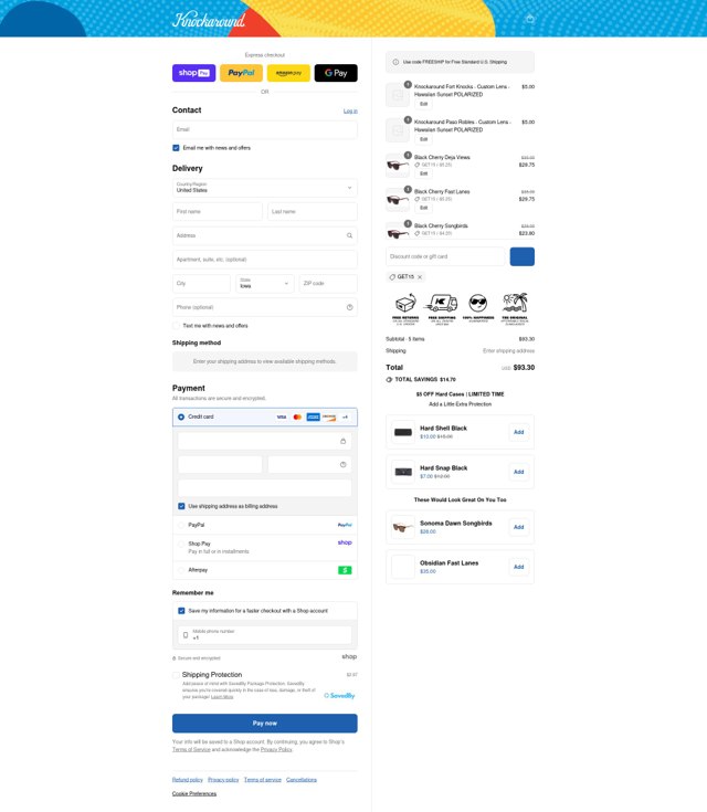 Knockaround checkout page showing Knockaround discount code box | Screenshot taken by SimplyCodes community member on Aug 25, 2025