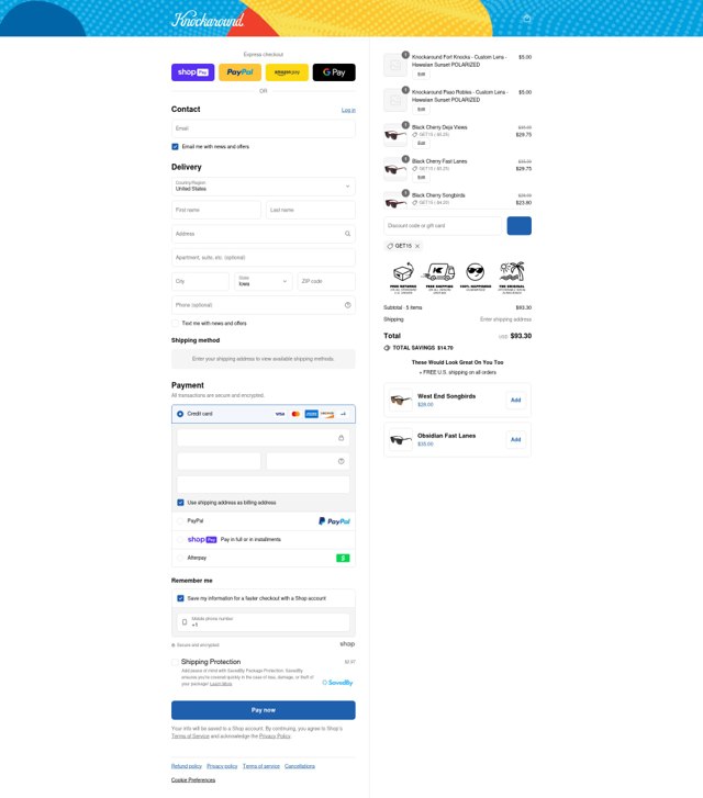 Knockaround checkout page showing Knockaround discount code box | Screenshot taken by SimplyCodes community member on Aug 3, 2025