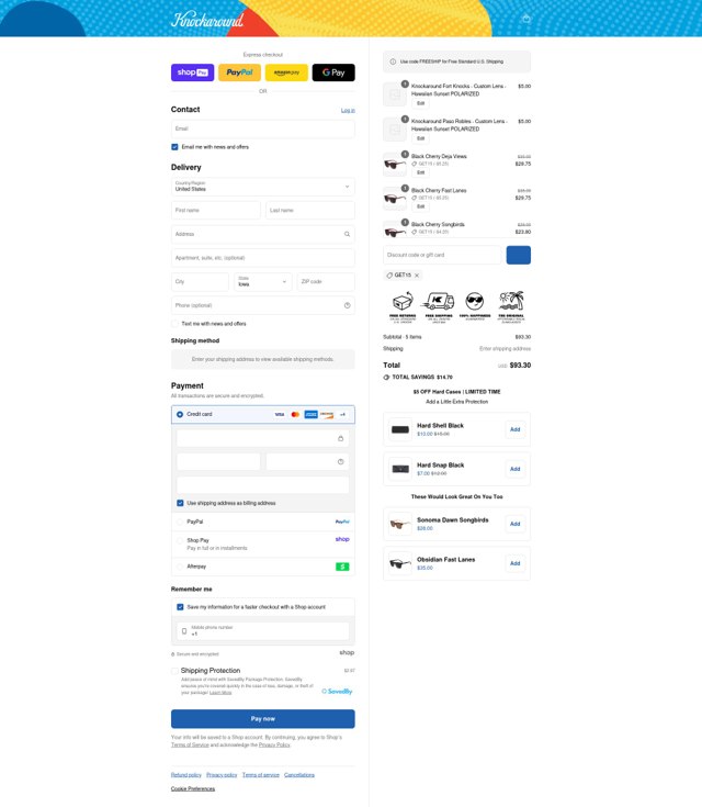 Knockaround checkout page showing Knockaround discount code box | Screenshot taken by SimplyCodes community member on Aug 21, 2025