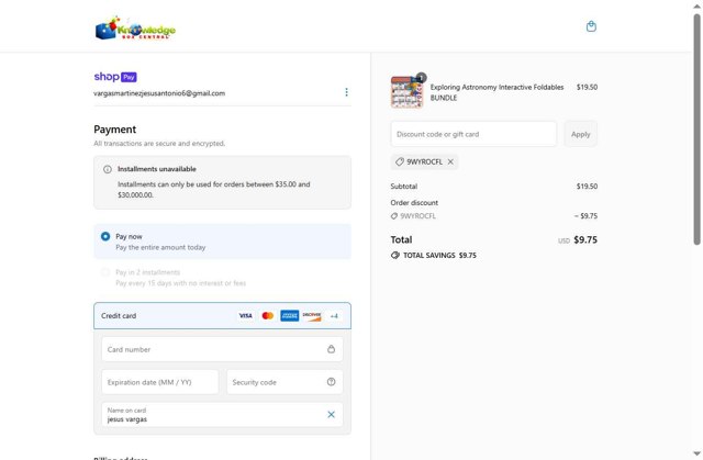 Knowledge Box Central checkout page showing Knowledge Box Central coupon code box | Screenshot taken by SimplyCodes community member on Jul 5, 2025