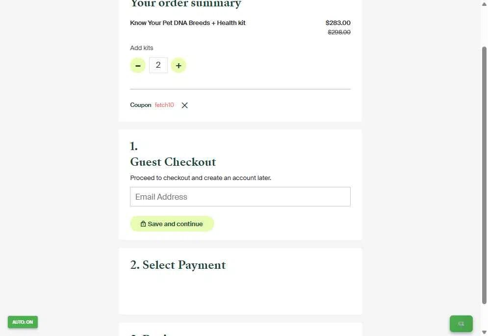 Know Your Pet DNA by Ancestry checkout page showing Know Your Pet DNA by Ancestry promo code box | Screenshot taken by SimplyCodes community member on Nov 4, 2025