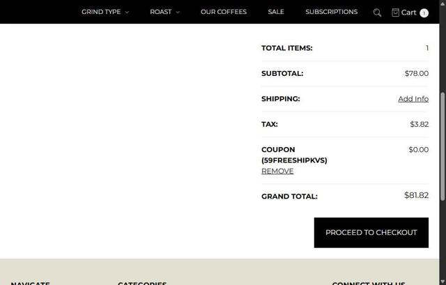 Koa Coffee checkout page showing Koa Coffee promo code box | Screenshot taken by SimplyCodes community member on Sep 9, 2025