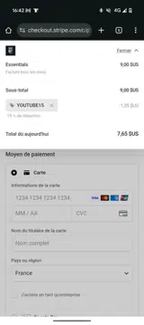 YOUTUBE15 coupon verification screenshot
