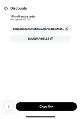 BLUEBARBELLS coupon verification screenshot