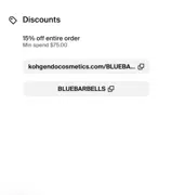 BLUEBARBELLS coupon verification screenshot