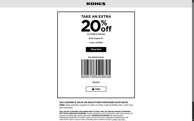 Kohl's checkout page showing Kohl's coupon code box | Screenshot taken by SimplyCodes community member on Aug 12, 2025