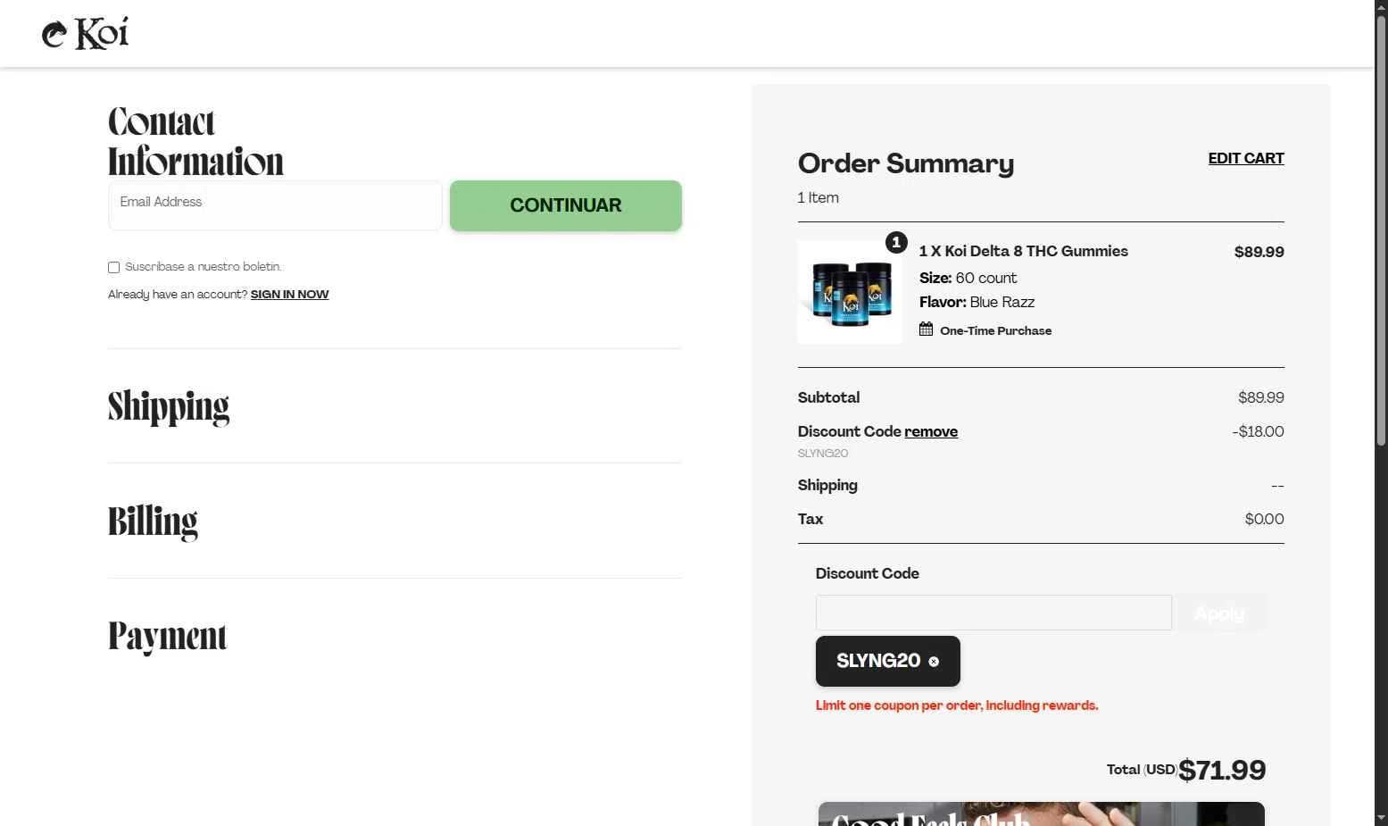 Koi CBD Promo Codes - $75 Off (12 Verified) Mar 2026