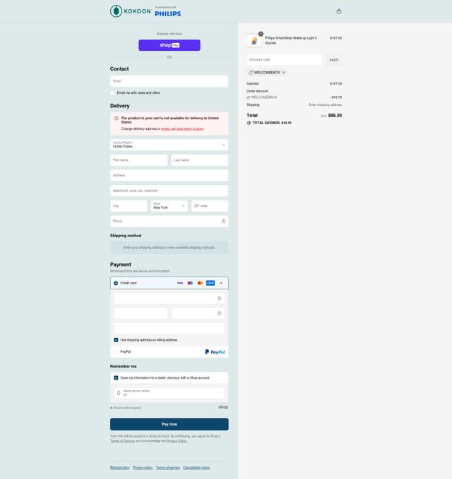 Kokoon checkout page showing Kokoon discount code box | Screenshot taken by SimplyCodes community member on Jul 7, 2025