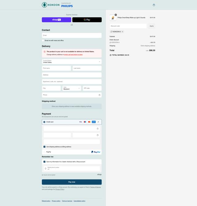 Kokoon checkout page showing Kokoon discount code box | Screenshot taken by SimplyCodes community member on Jun 20, 2025