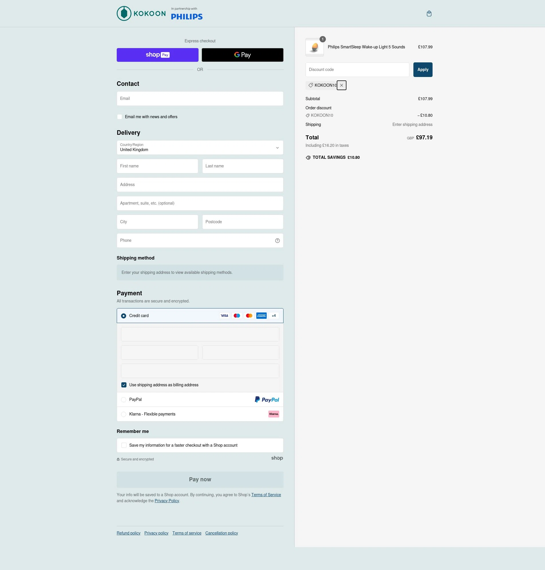 where to use Kokoon promo code box