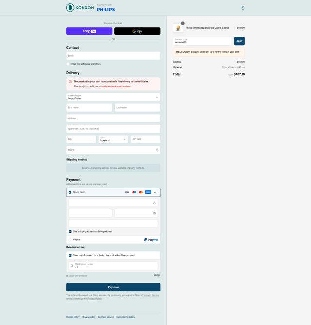Kokoon checkout page showing Kokoon discount code box | Screenshot taken by SimplyCodes community member on Jun 20, 2025