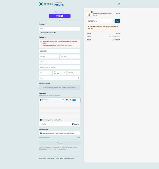 Kokoon checkout page showing Kokoon discount code box | Screenshot taken by SimplyCodes community member on Jul 7, 2025