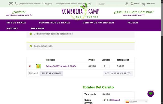 Kombucha Kamp checkout page showing Kombucha Kamp coupon code box | Screenshot taken by SimplyCodes community member on Jul 19, 2025
