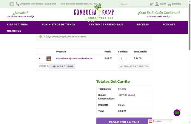 Kombucha Kamp checkout page showing Kombucha Kamp coupon code box | Screenshot taken by SimplyCodes community member on Aug 16, 2025