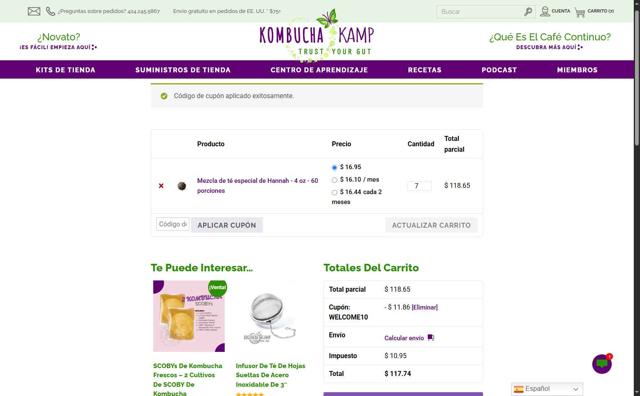 Kombucha Kamp checkout page showing Kombucha Kamp coupon code box | Screenshot taken by SimplyCodes community member on Jul 19, 2025