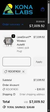 ROCKYK30 coupon verification screenshot