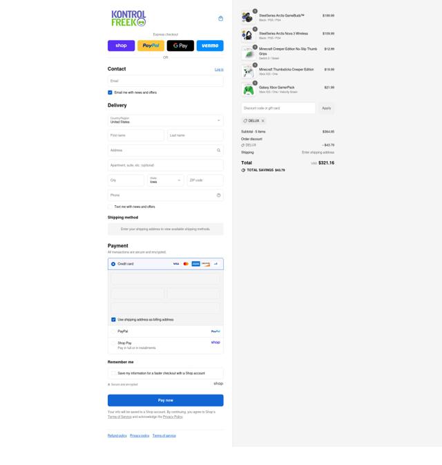 Kontrol Freek checkout page showing Kontrol Freek discount code box | Screenshot taken by SimplyCodes community member on Sep 8, 2025