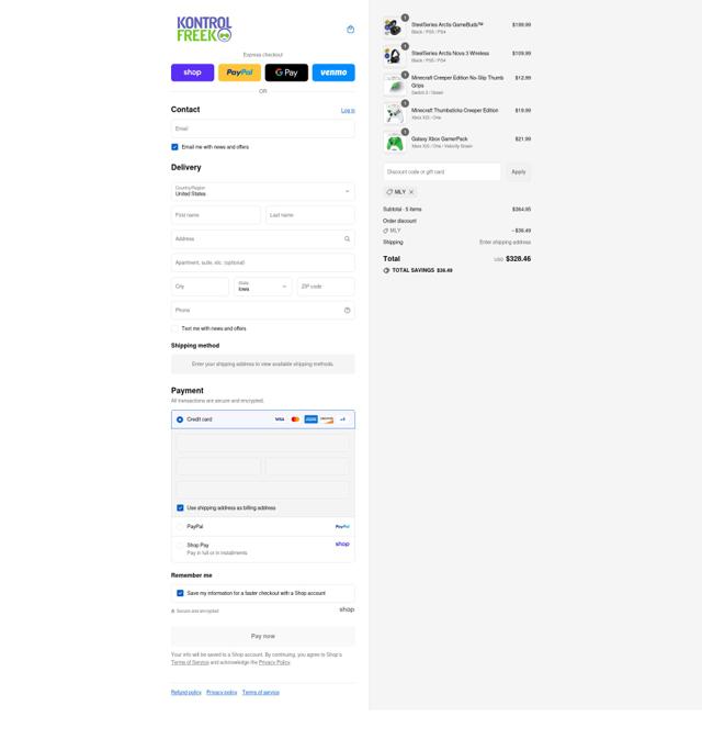 Kontrol Freek checkout page showing Kontrol Freek discount code box | Screenshot taken by SimplyCodes community member on Sep 8, 2025
