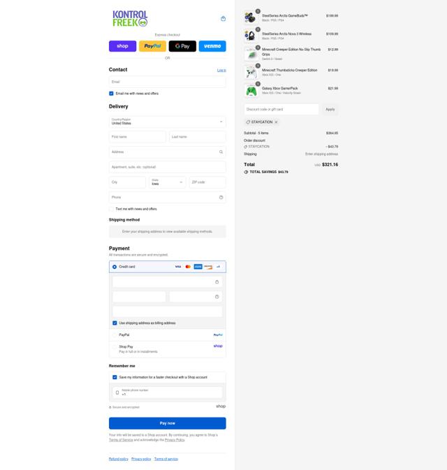 Kontrol Freek checkout page showing Kontrol Freek discount code box | Screenshot taken by SimplyCodes community member on Sep 8, 2025