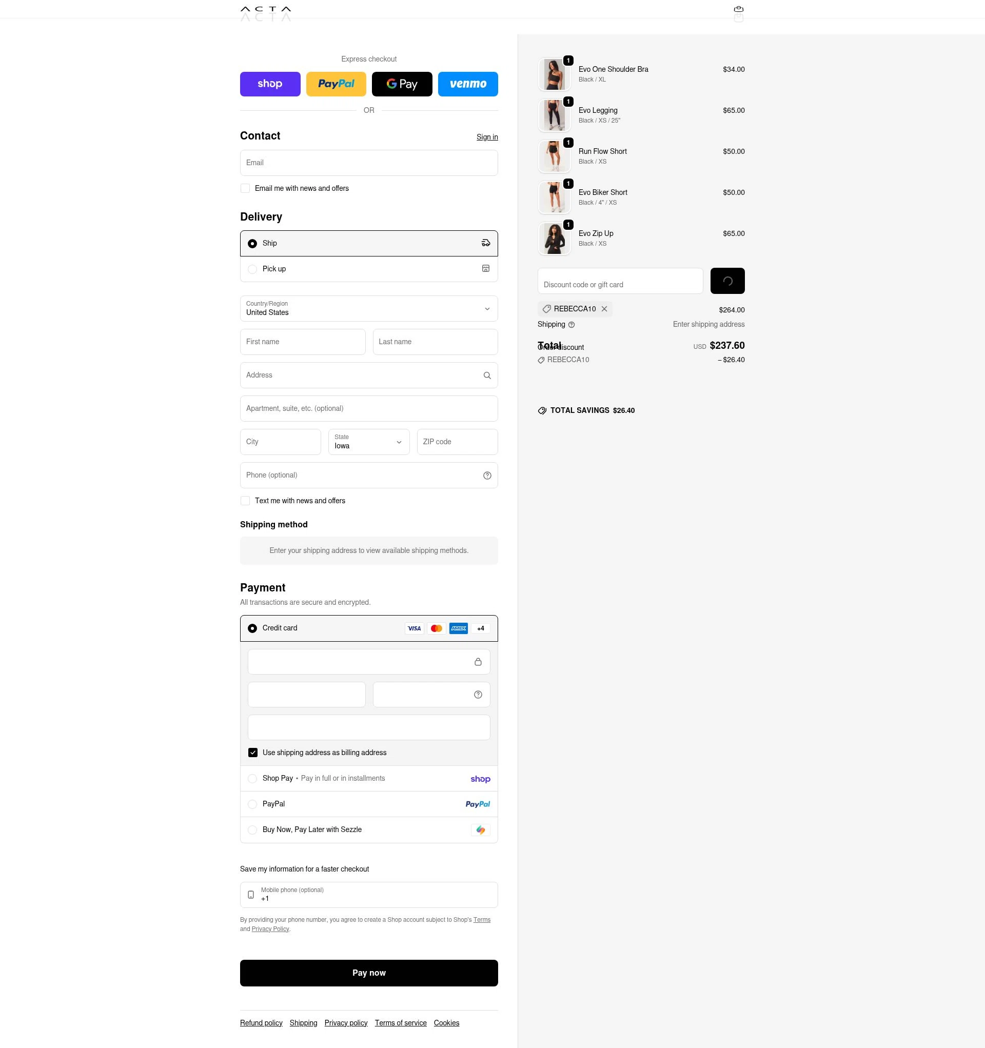 Acta checkout page showing Acta discount code box | Screenshot taken by SimplyCodes community member on Feb 12, 2026