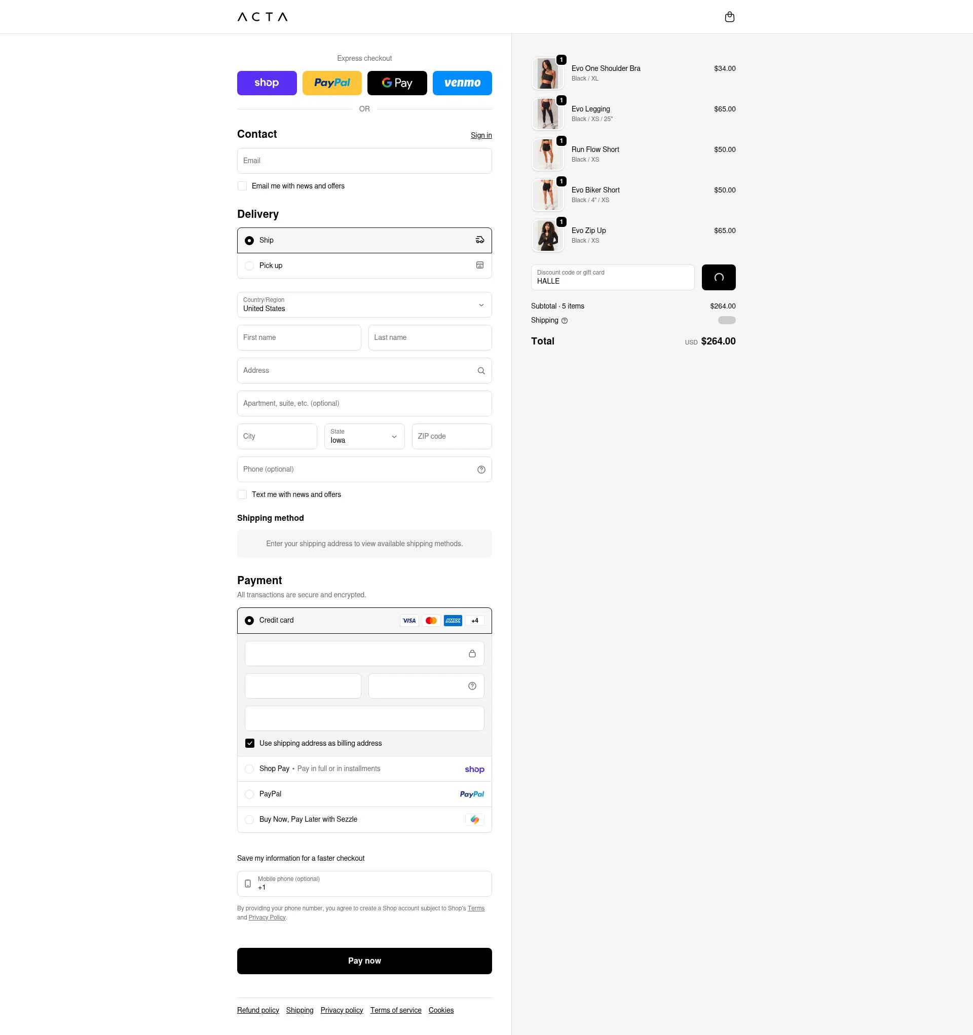 Acta checkout page showing Acta discount code box | Screenshot taken by SimplyCodes community member on Feb 12, 2026