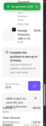 LIZ10 coupon verification screenshot
