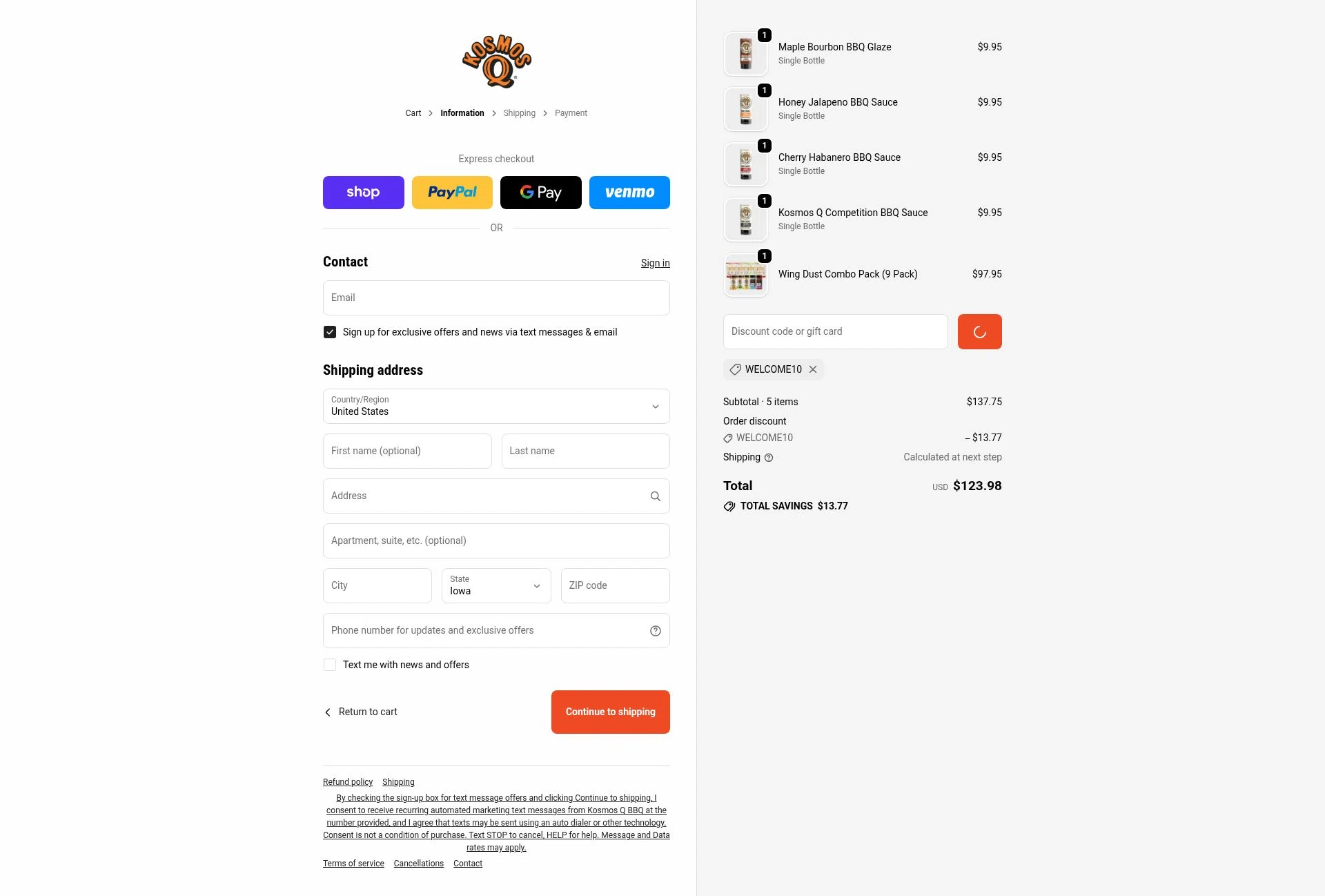 KosmosQ checkout page showing KosmosQ discount code box | Screenshot taken by SimplyCodes community member on Feb 5, 2026