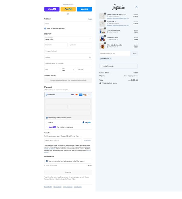 Kosterina checkout page showing Kosterina discount code box | Screenshot taken by SimplyCodes community member on Jul 27, 2025