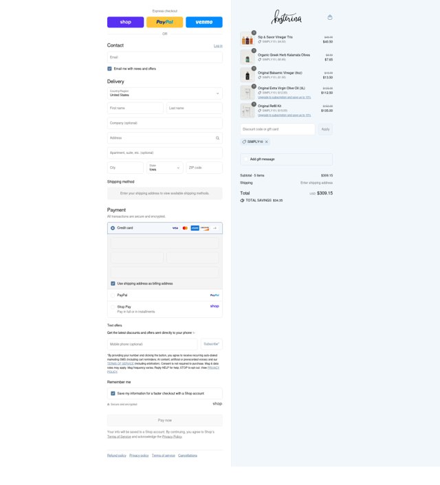 Kosterina checkout page showing Kosterina discount code box | Screenshot taken by SimplyCodes community member on Sep 4, 2025