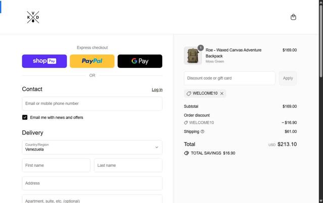 KOVERED checkout page showing KOVERED discount code box | Screenshot taken by SimplyCodes community member on Jul 31, 2025