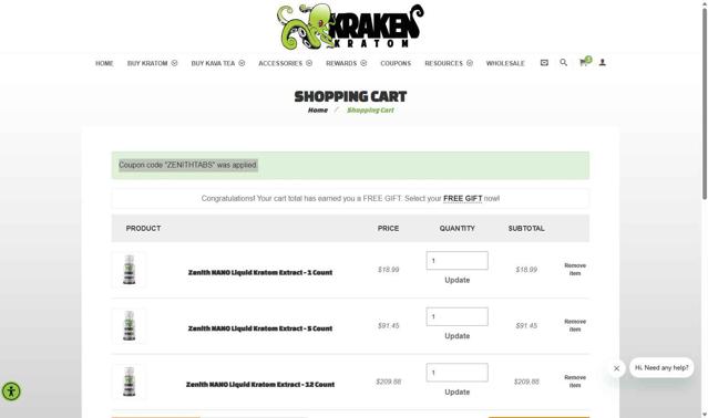 Kraken Kratom checkout page showing Kraken Kratom coupon code box | Screenshot taken by SimplyCodes community member on Sep 12, 2025