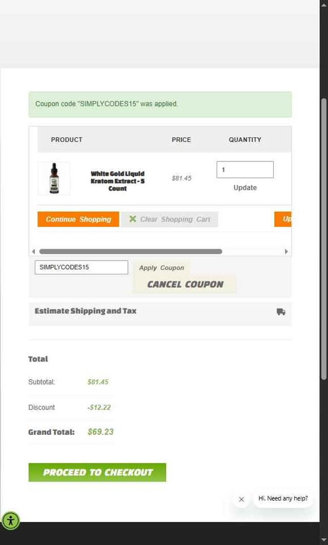 Kraken Kratom checkout page showing Kraken Kratom coupon code box | Screenshot taken by SimplyCodes community member on Sep 2, 2025