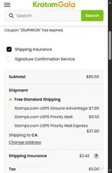 Kratom Gala coupon verification screenshot
