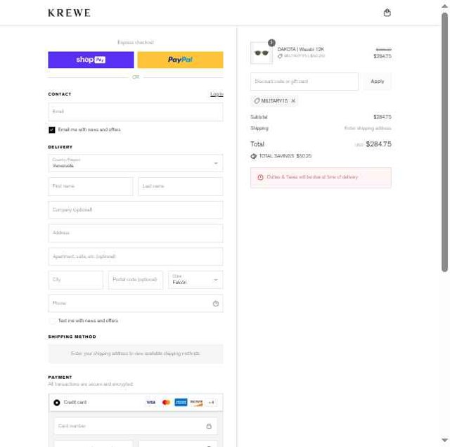 Krewe checkout page showing Krewe discount code box | Screenshot taken by SimplyCodes community member on Aug 21, 2025