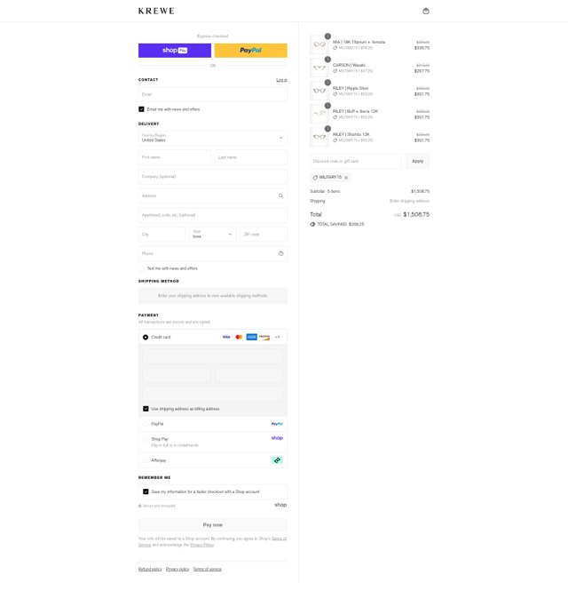 Krewe checkout page showing Krewe discount code box | Screenshot taken by SimplyCodes community member on Aug 24, 2025