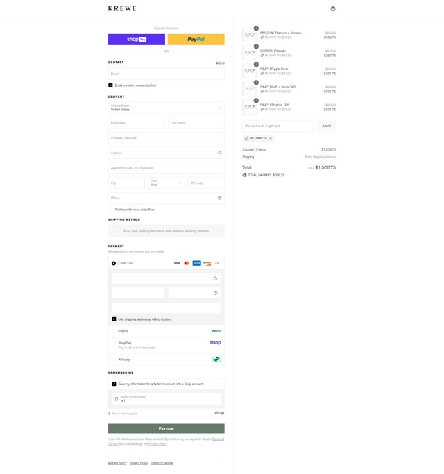 Krewe checkout page showing Krewe discount code box | Screenshot taken by SimplyCodes community member on Aug 15, 2025